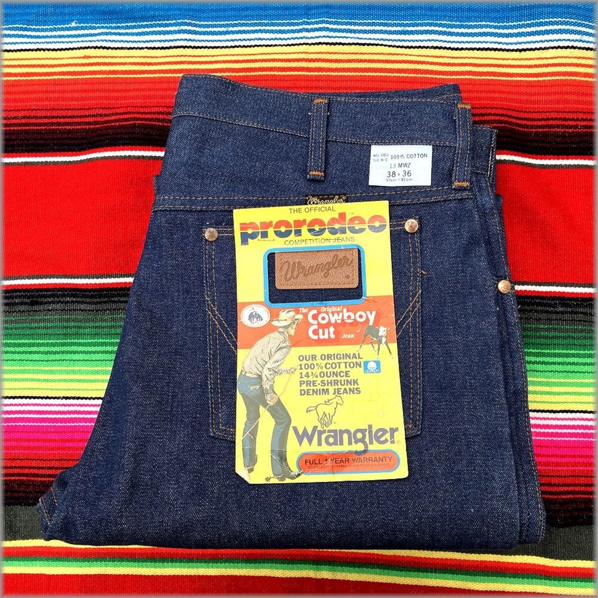 ☆デッドストック 80s USA製 ラングラー デニムパンツ 13MWZ W38L36