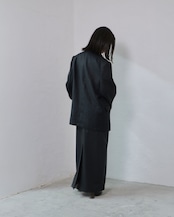 i’m here - GRANDPA Linen Jacket :Black|ダブルブレスト/立体3面ドッキング/“だまし絵”の前立て
