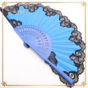 フラメンコ 小物 Abanico Español 34.5cm アバニコ ブルー系 ブラック系 扇子 せんす 水色 黒 レース 柄 模様 小道具 ダンス小物 練習 レッスン 舞台 発表会 イベント ダンス ステージ フラメンコ小物 明るい 鮮やか 目立つ 華やか 爽やか おしゃれ
