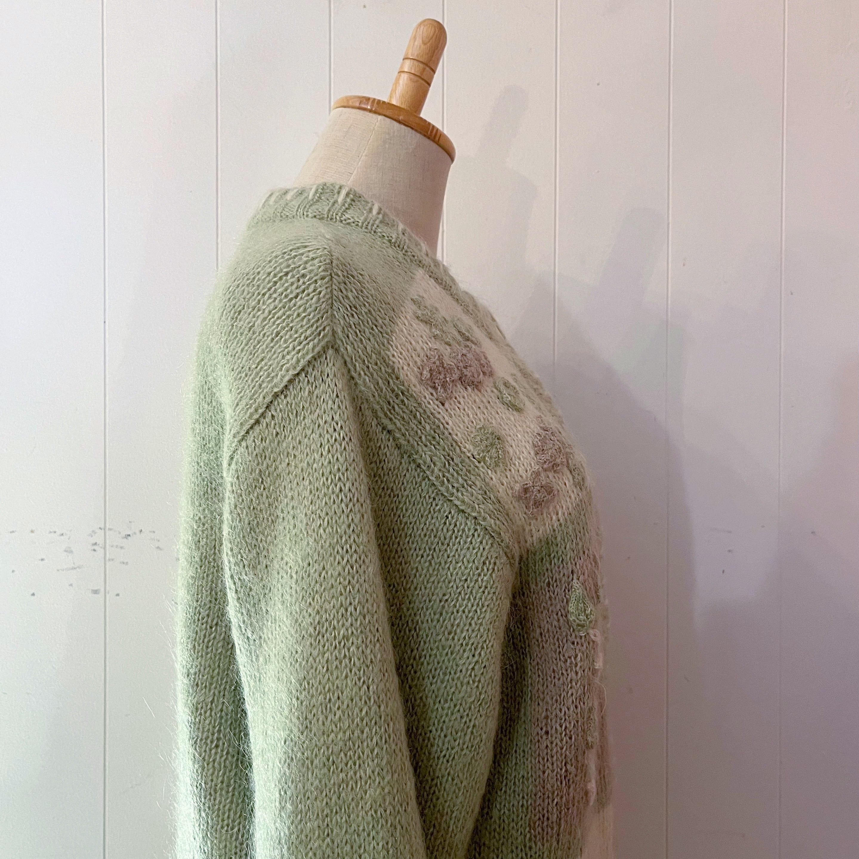 light green flower diamond cardigan