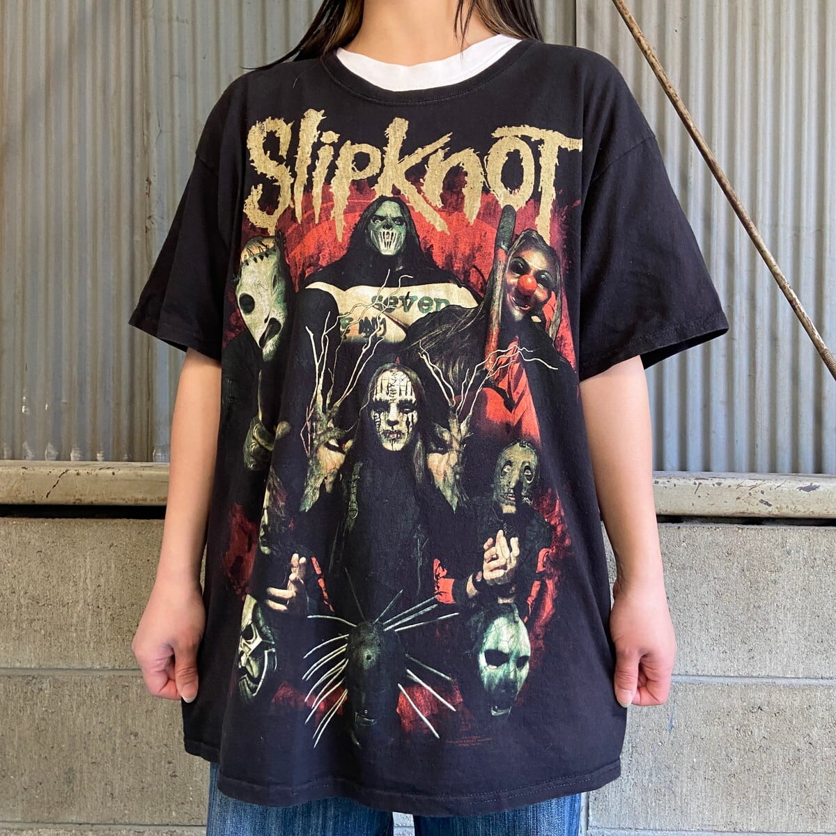 SLIPKNOT バンドTシャツ 両面プリント メンズL 古着 スリップノット