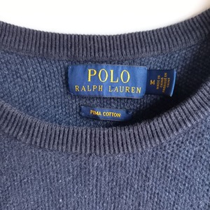ポロラルフローレン　クルーネック　ピマコットンセーター　ネイビー　M