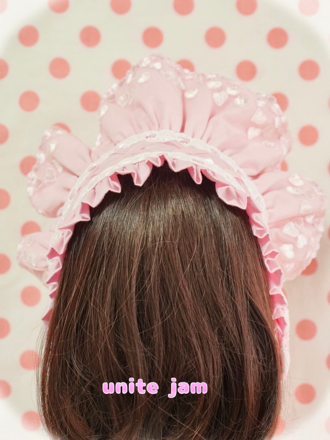 ハートのハーフボンネット(ピンク×白) | Pay ID