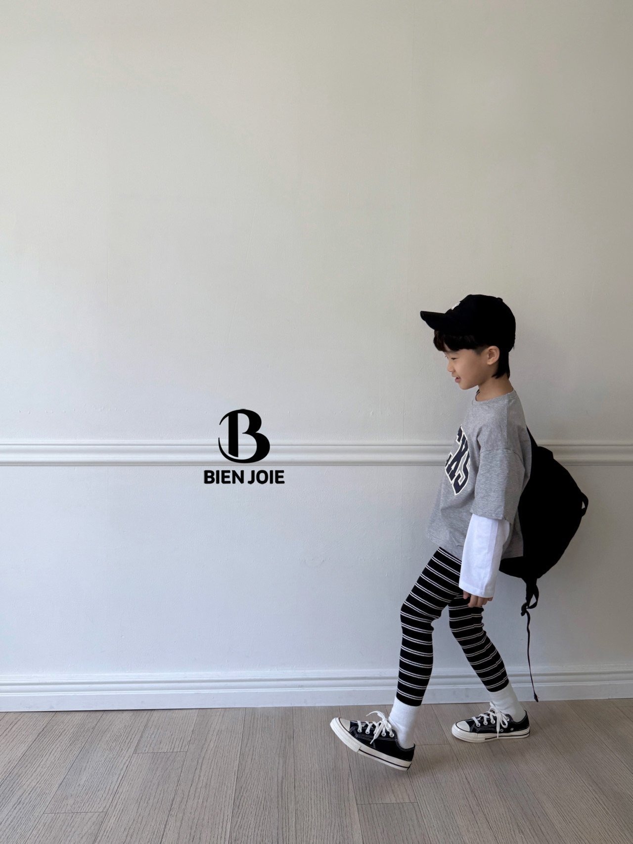 【BIEN JOIE】モノクロボーダーレギンス ブラック 90~130cm - 9