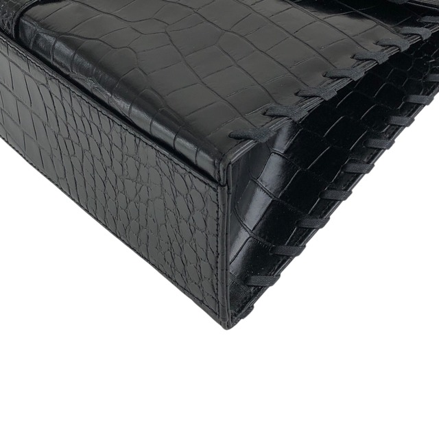 Yves Saint Laurent イヴ・サンローラン ハンドバッグ ブラック YSL チャーム レザー クロコ型押し vintage ヴィンテージ オールド dxsc3k