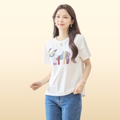 TRUBE キラキラ象さんデザインTシャツ【M~L】ホワイト