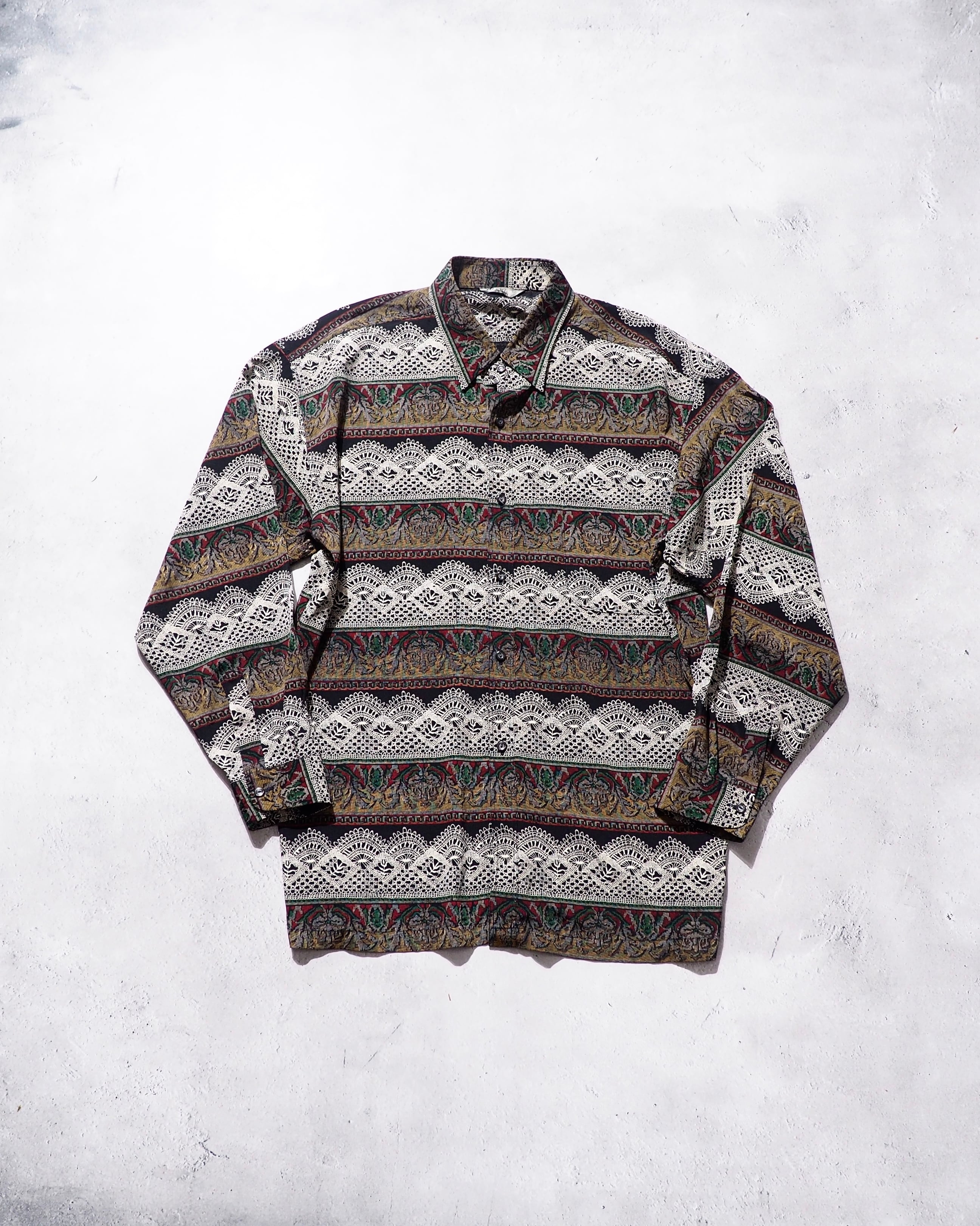 1990s Black mode Geometric pattern Drape loose vintage shirt