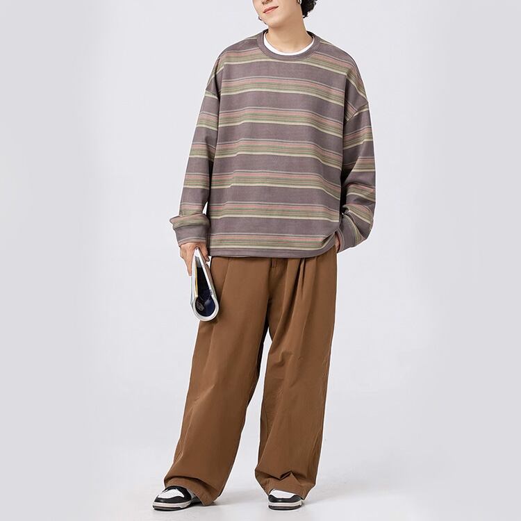 ★COLOR CONTRAST STRIPED ROUND NECK T(unisex)　　　A0791