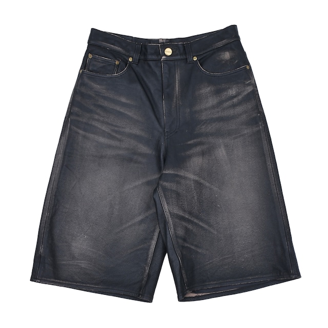 【KAMIYA】Distressed Leather Bermuda Shorts