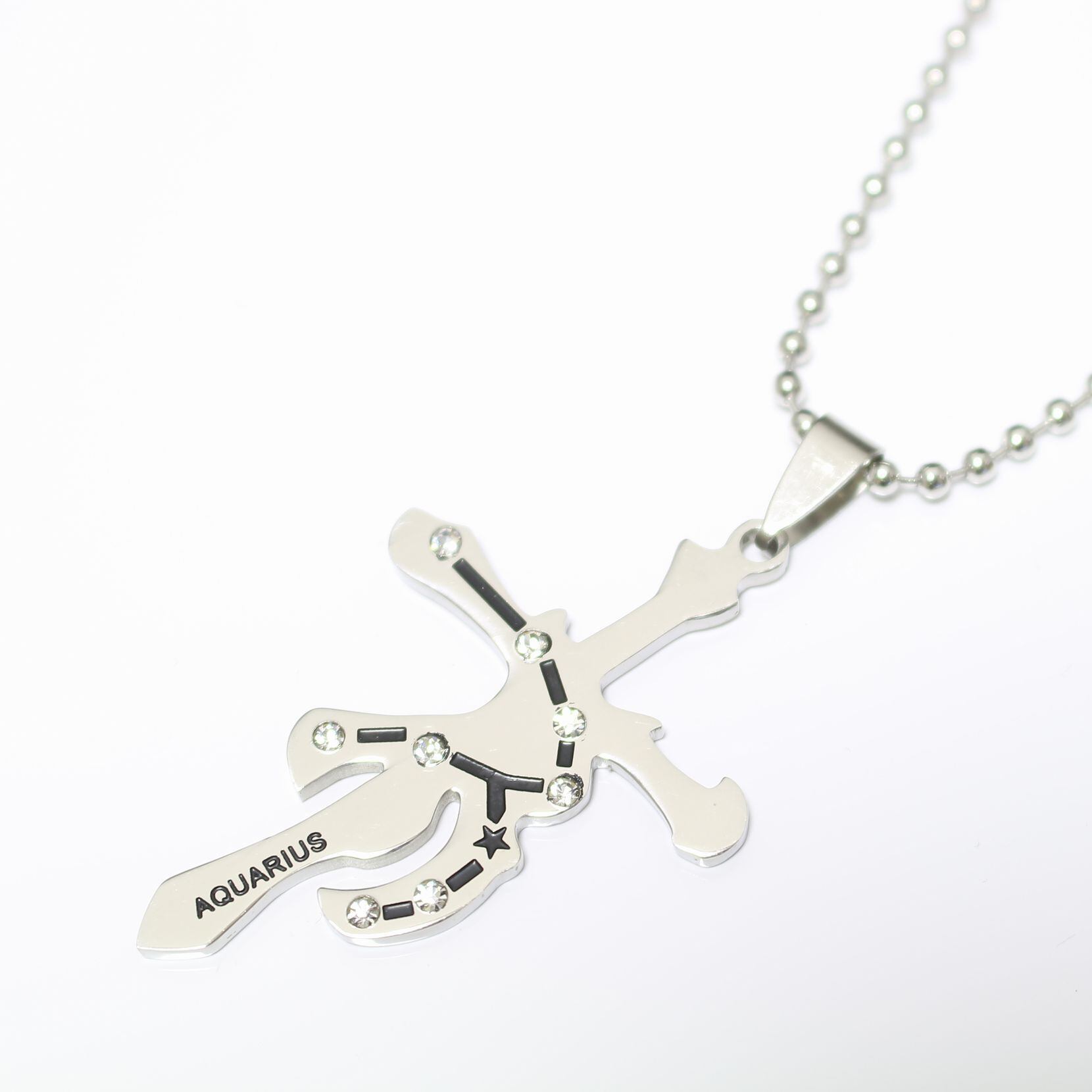ステンレス 星座型プレートペンダント(水瓶座) ※チェーン付き