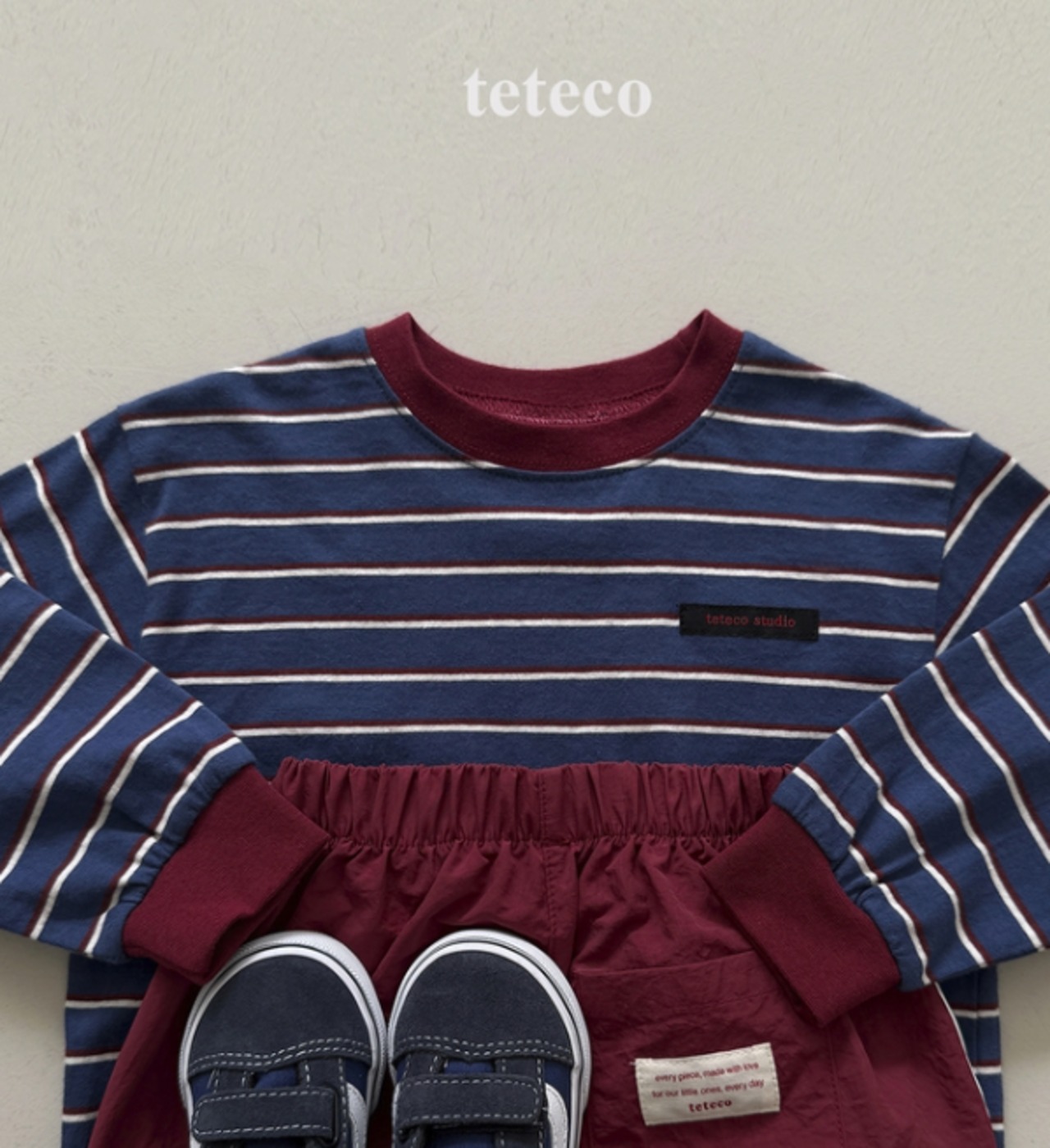 【取寄】teteco カラーラベルストライプT｜秋服｜韓国子供服｜ 26/AT
