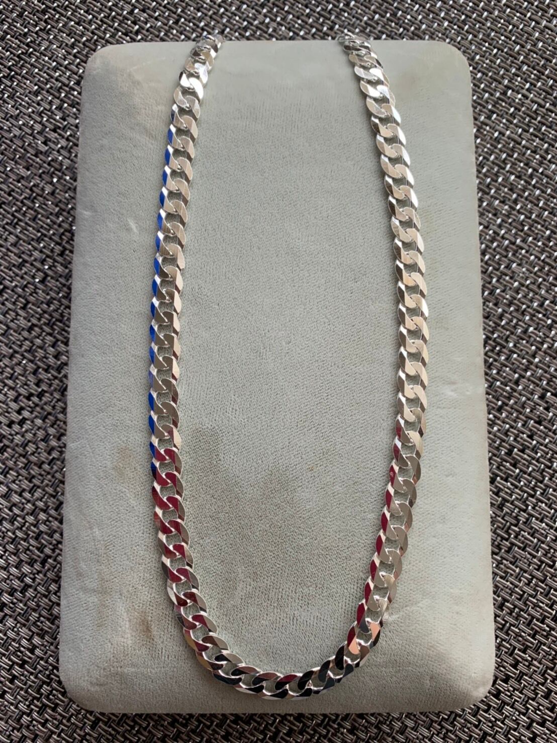 イタリア シルバー 925 喜平 チェーン ネックレス Itary Silver Curb Chain Necklace   サイズ：55cm  シルバーアクセサリー 6面カット  メンズ  レディース  【新品】