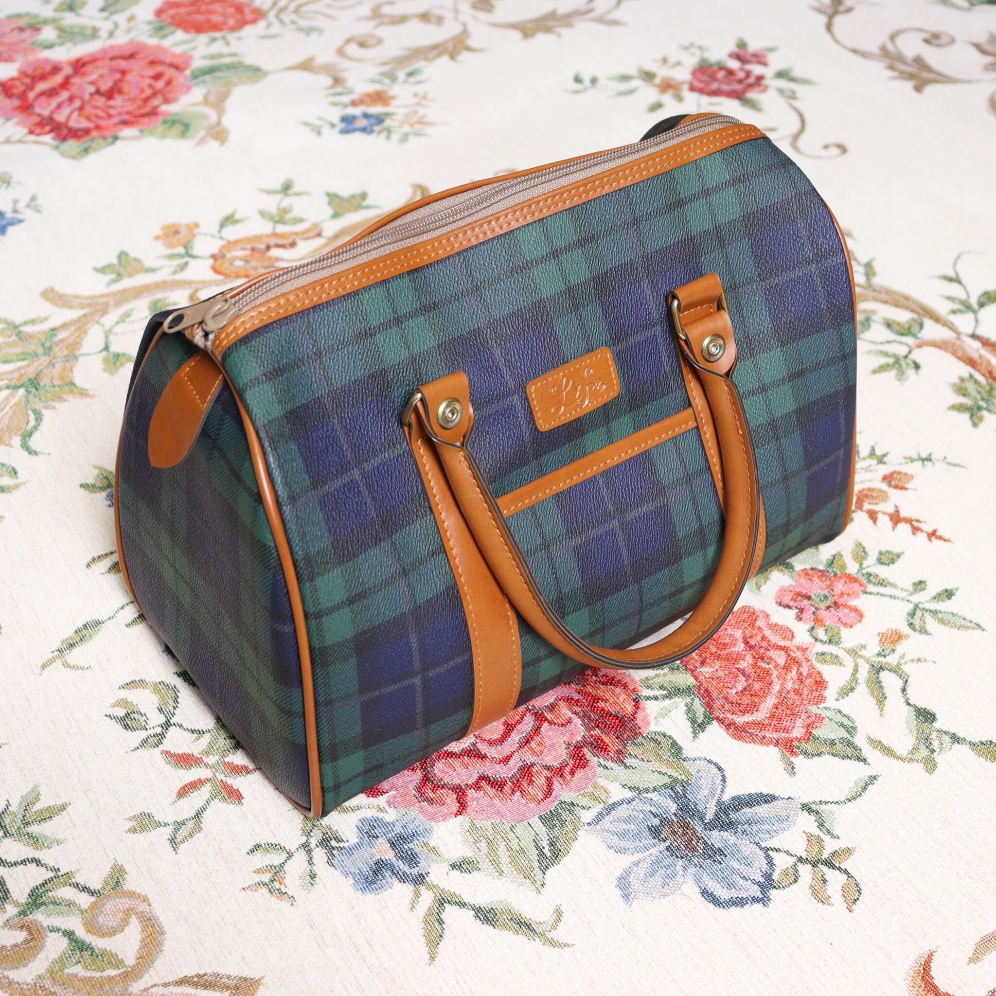 green check boston bag