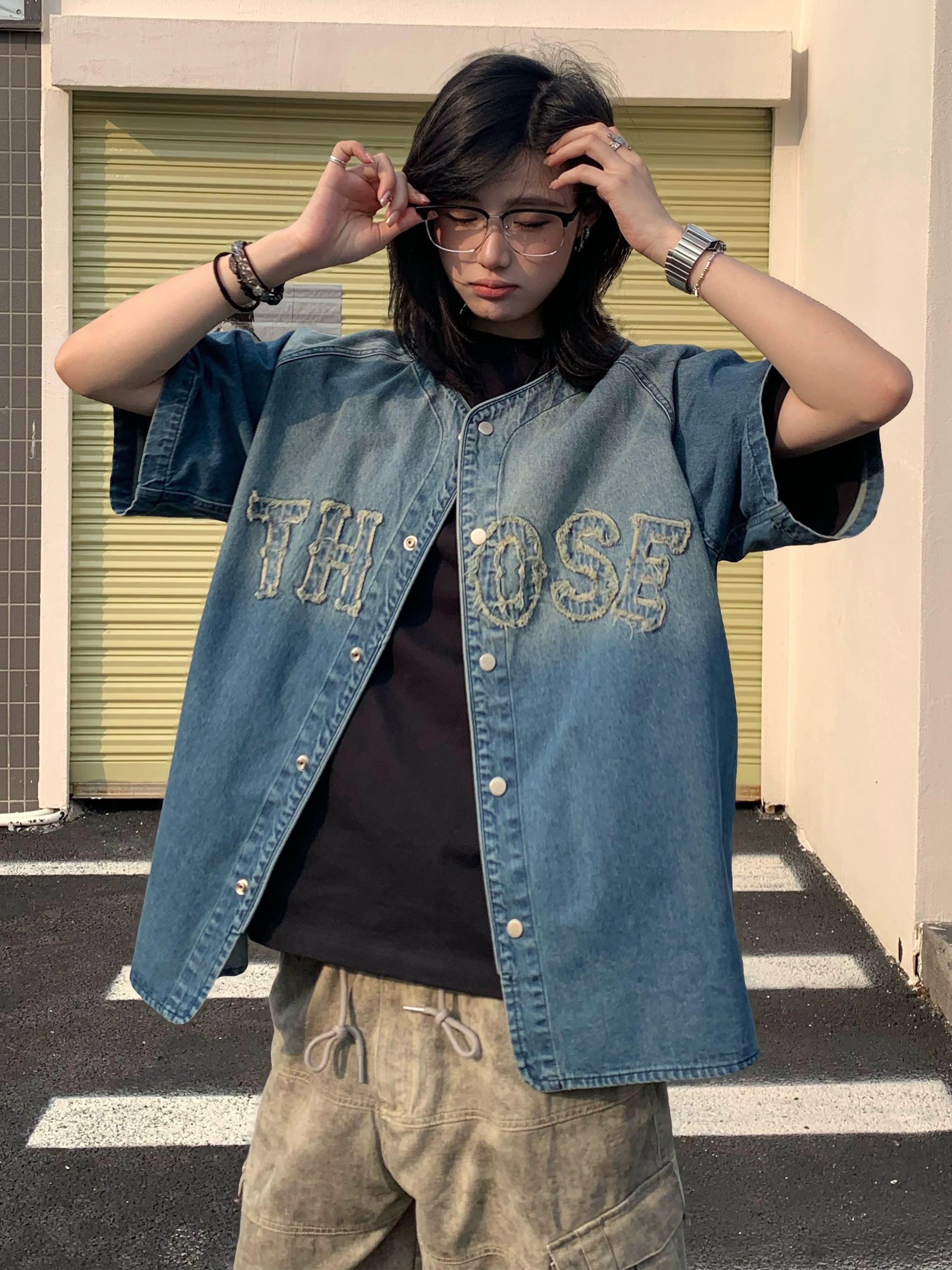 90s COOPERSTOWN ベンガラ染め デニム ベースボールシャツ L ヴィンテージデニムベースボールシャツ / VINTAGE DENIM BASEBALL