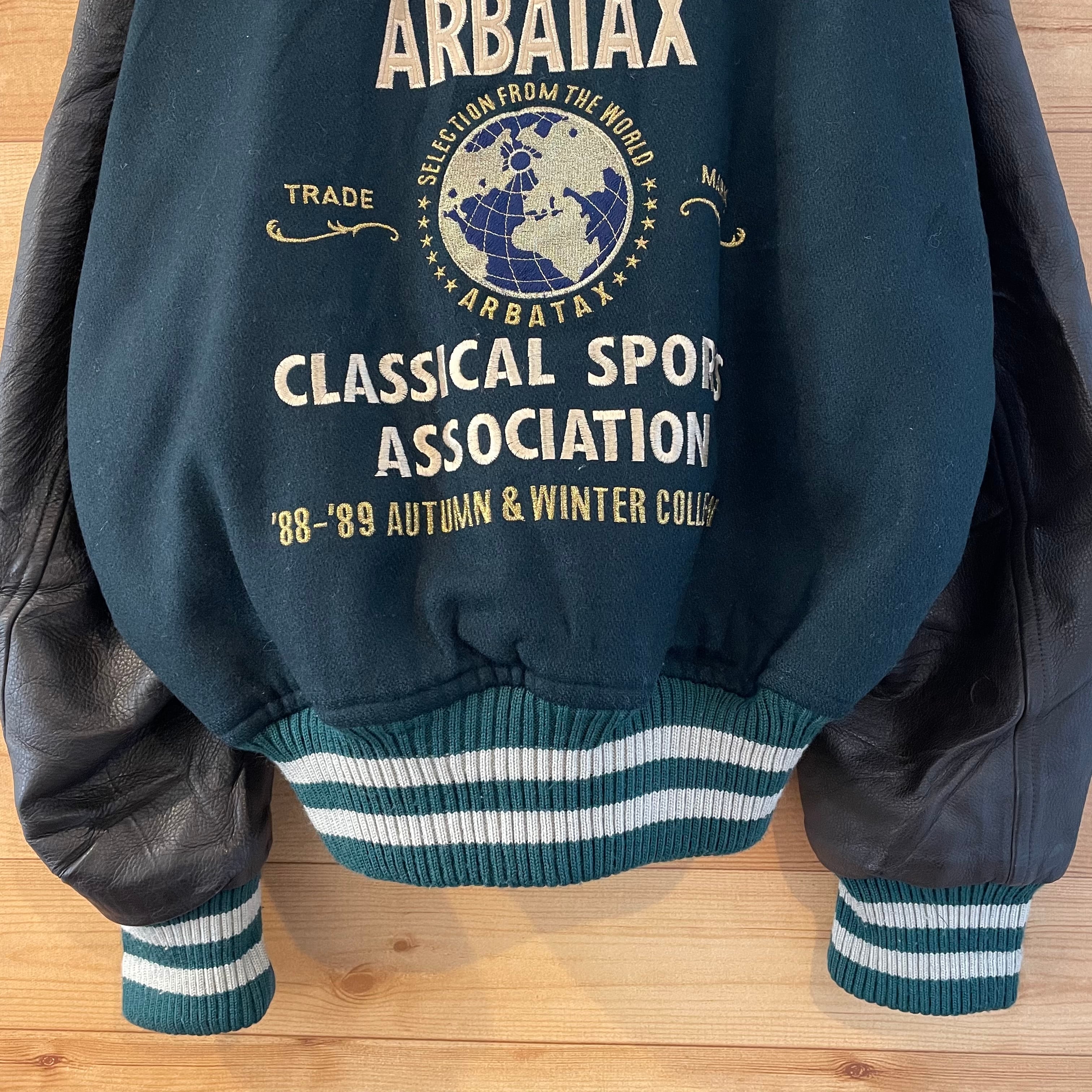 ARBATAX】80s 90s 日本製 ビンテージ スタジャン 袖レザー バックロゴ
