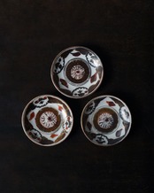 豆皿　色絵金彩　菊花文　３枚　/　明治大正期