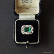 アンティークジュエリー ジョージアン 真珠 レクタングル レースピン ブローチ(ソーティングメモ付)