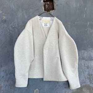 Balloon sleeves sweat cardigan oatmeal