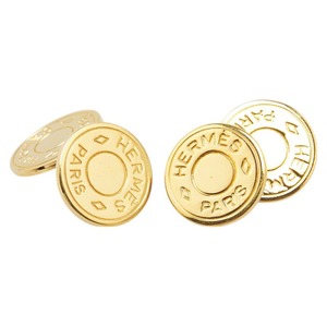 エルメス セリエ カフス ゴールド メッキ メンズ HERMES 【中古】