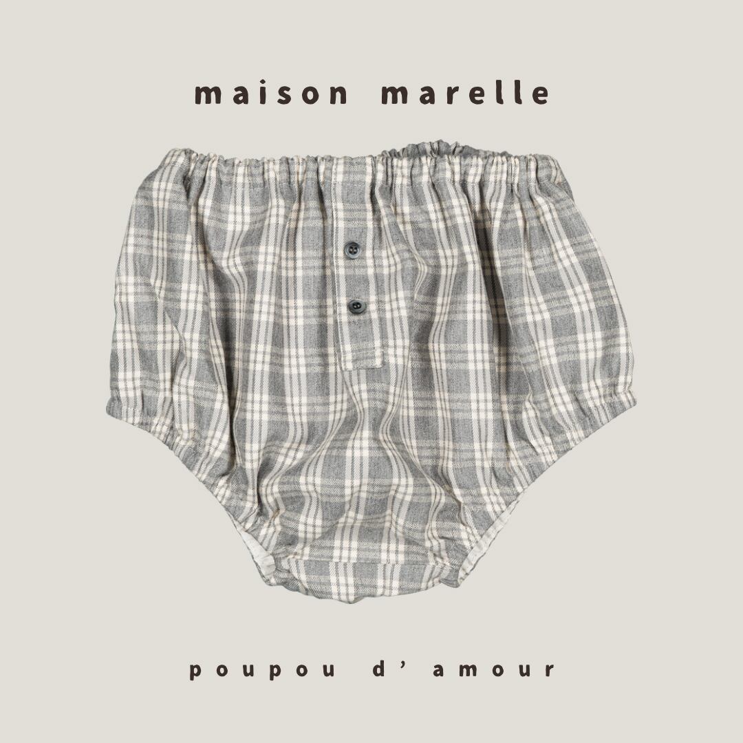 送料無料【予約】maison marelle|Bloomers CHAILLOT - grey tartan (11月上旬以降入荷予定)