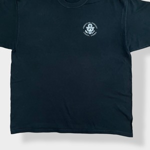 【HANES】XL ビッグサイズ Tシャツ メキシコ製 アメリカ大使館 ザンビア U.S. Embassy Zambia ワンポイントロゴ バックプリント 国旗 BEEFY-T 半袖 US古着