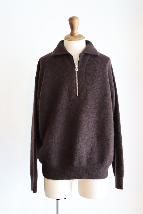 MEIAS " SUPER KID MOHAIR HALF ZIP PULL OVER (Brown)"