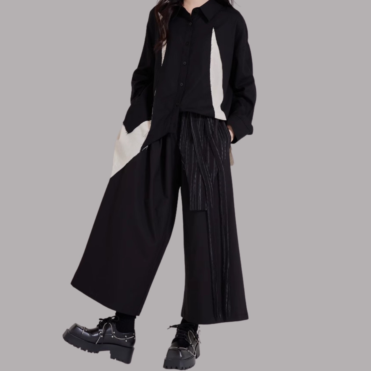 Cropped pants striped slimming (ME163)