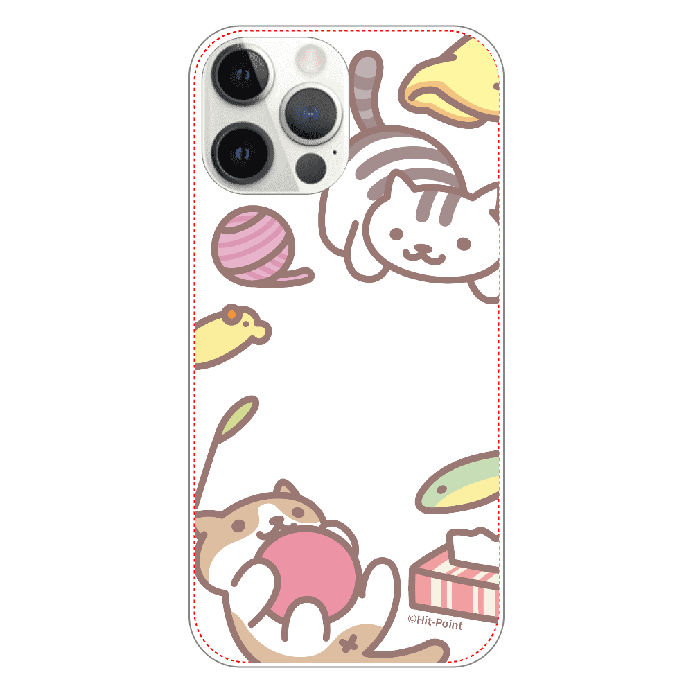 【iPhone 12 Pro Max】【ねこあつめ(ボールあそび)】スマホケース クリアタイプ