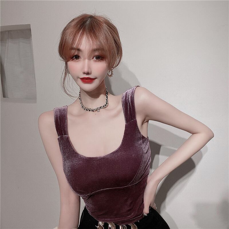 ショートゴールドベルベットトップス スリムフィット ドラファッションホール4690514591