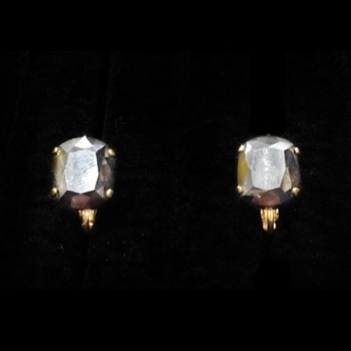 Hematite black rectangle glass earrings