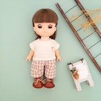 【２点セット】トレーナーズボンセット（白T茶チェックズボン）メルちゃんソランちゃん