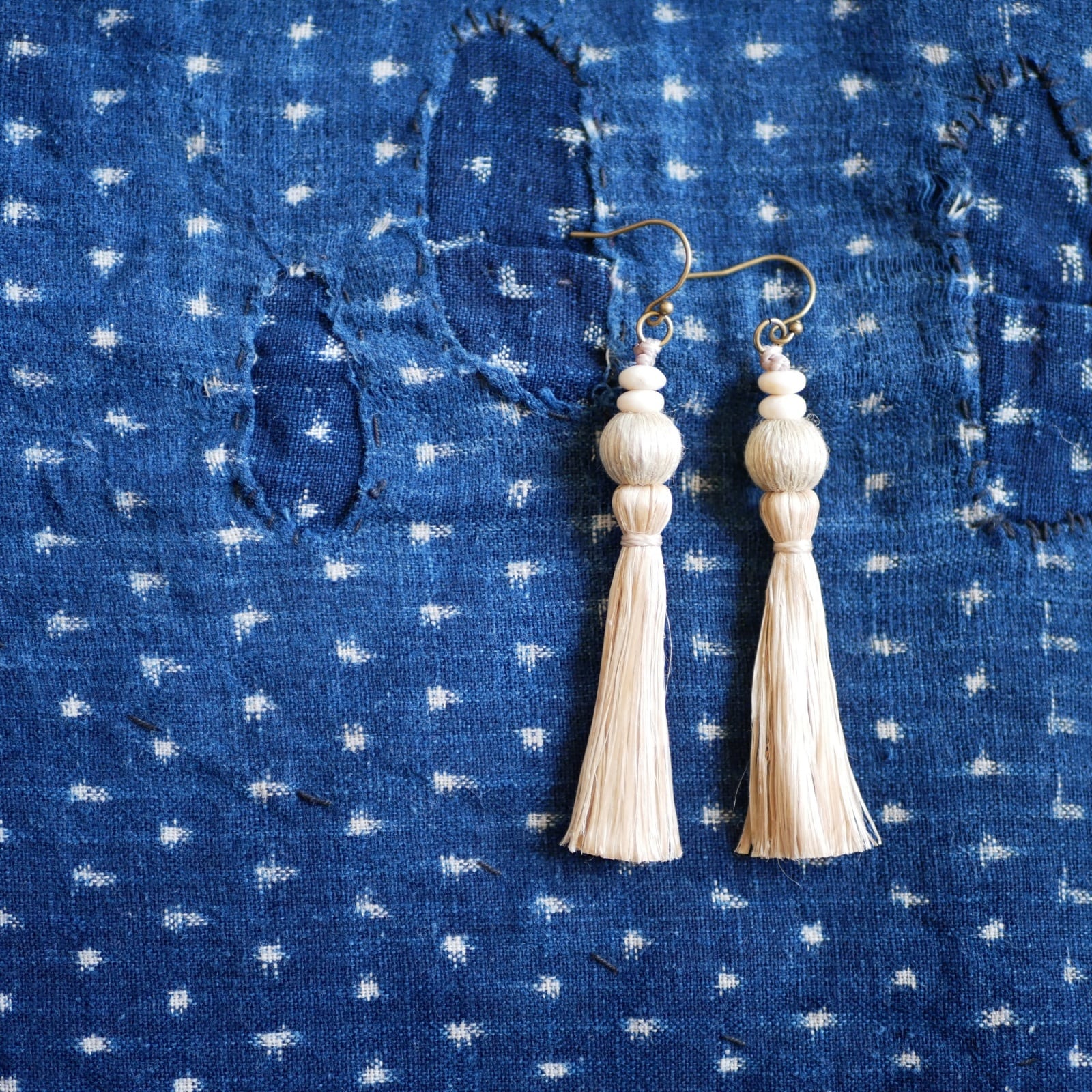 【 コラボ作品 】 ナチュラル精麻×結城紬玉×アフリカンオパールピアス