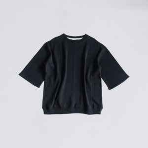 Compact spin cotton oversized pullover / Black