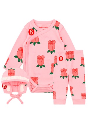 [BEBE DE PINO] All over rose newborn bodysuit set 正規品 韓国ブランド 韓国ファッション 韓国代行 韓国通販 ベベドピノ bebedepino 日本 店舗 韓国 子供服