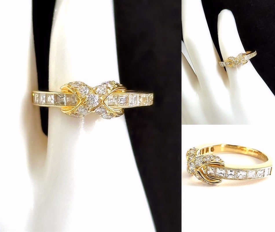 TIFFANY ティファニー K18 YG シグネチャー ダイヤモンド Xバンド