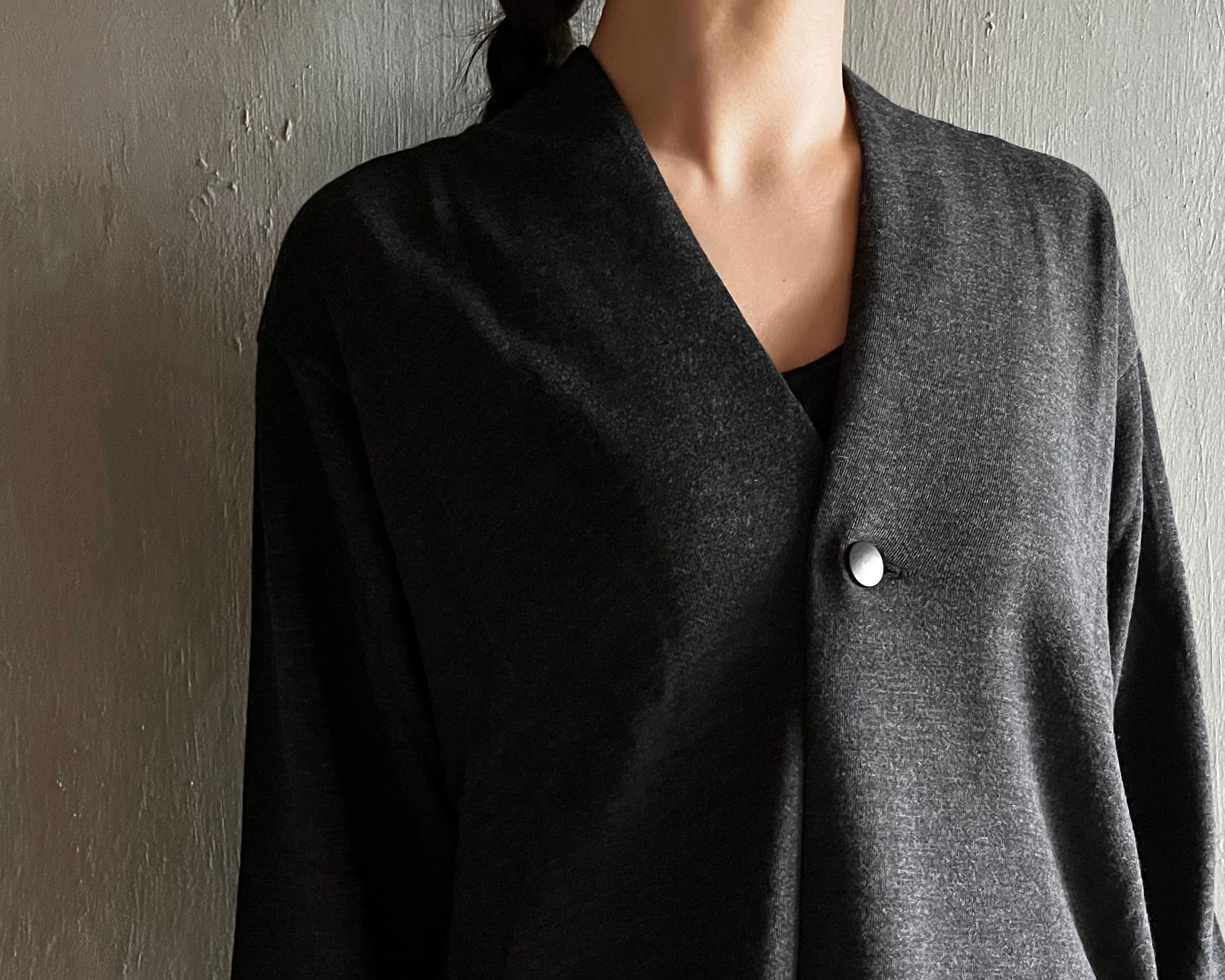 MITTAN｜super120'sウール裏毛カーディガン 墨黒 T-31 | CORNER_122