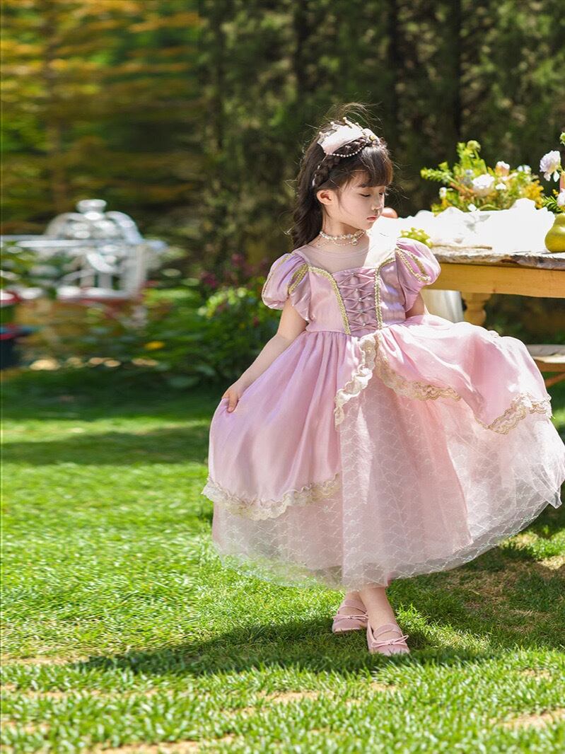 即納】ラプンツェル風豪華レースドレス [プリンセスドレス