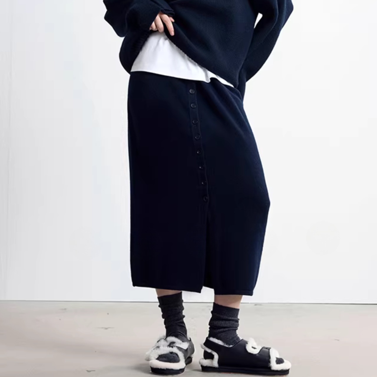 Iライン ミモレ丈 ボタンフロント スカート 00102・画像7