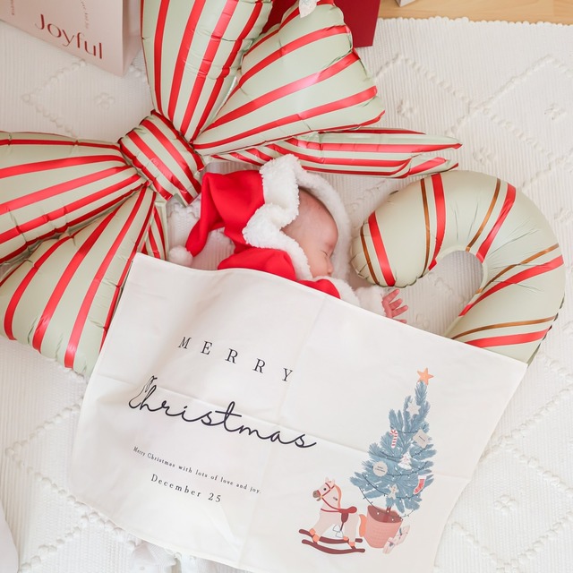 Hanamei クリスマス リボン＆キャンディケーンセットBタイプ タペストリー Merry Christmas 飾り付け ツリー  プレゼント イラスト ナチュラル インテリア