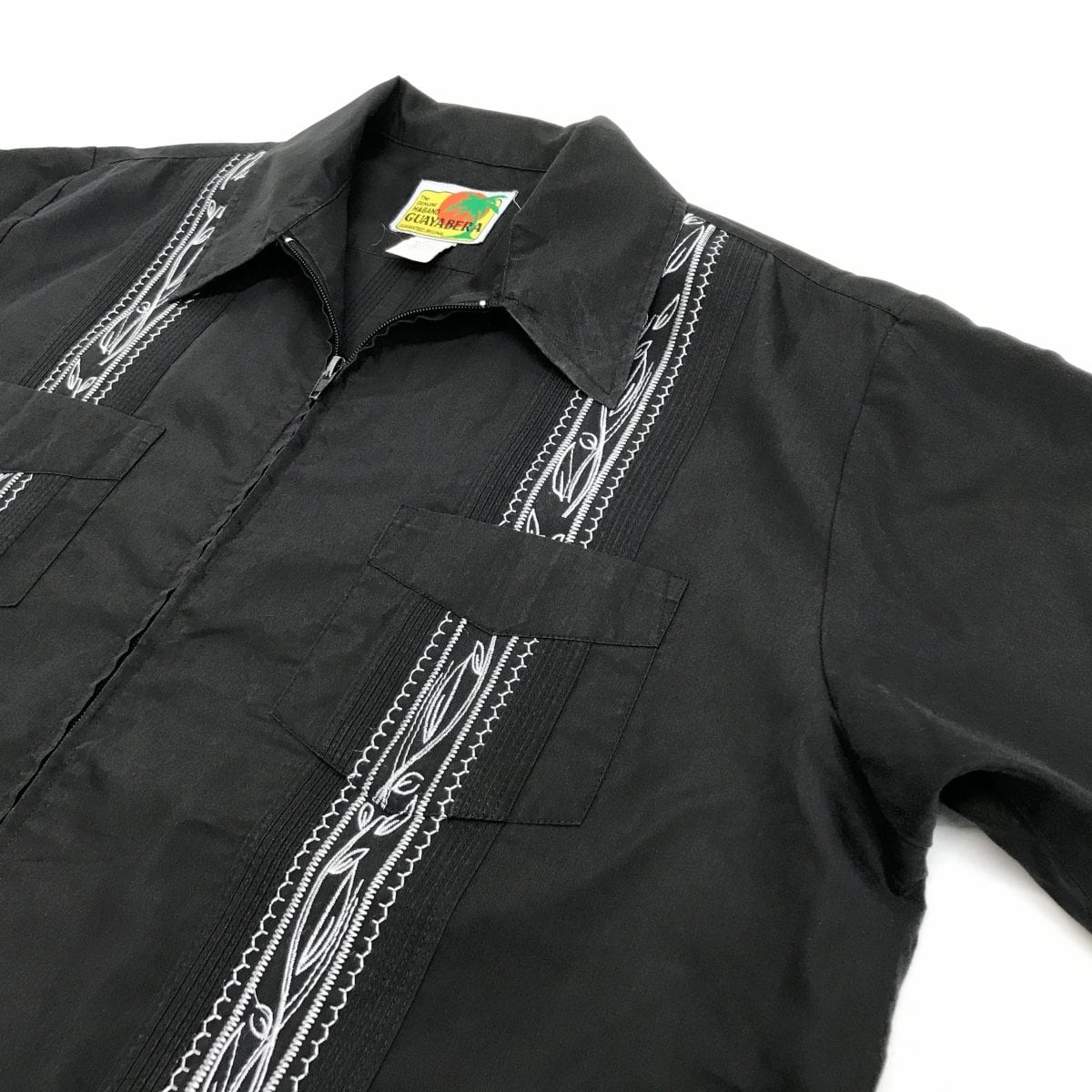 ハバンド 襟芯入り フルジップ 半袖 キューバシャツ GUAYABERA SHIRTS