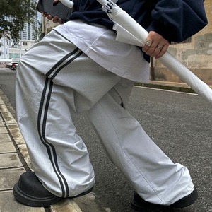 ホワイトグレーラインナイロンルーズパンツ　1101