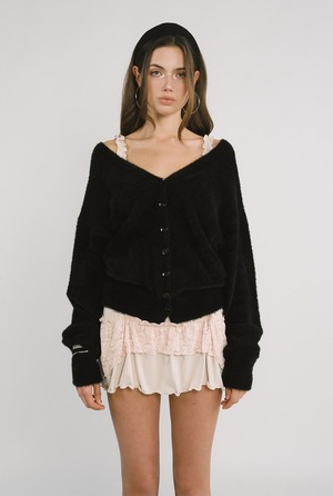 [threetimes] Fairy knit cardigan (black) 正規品 韓国ブランド 韓国通販 韓国代行 韓国ファッション スリータイムズ three times 日本 店舗