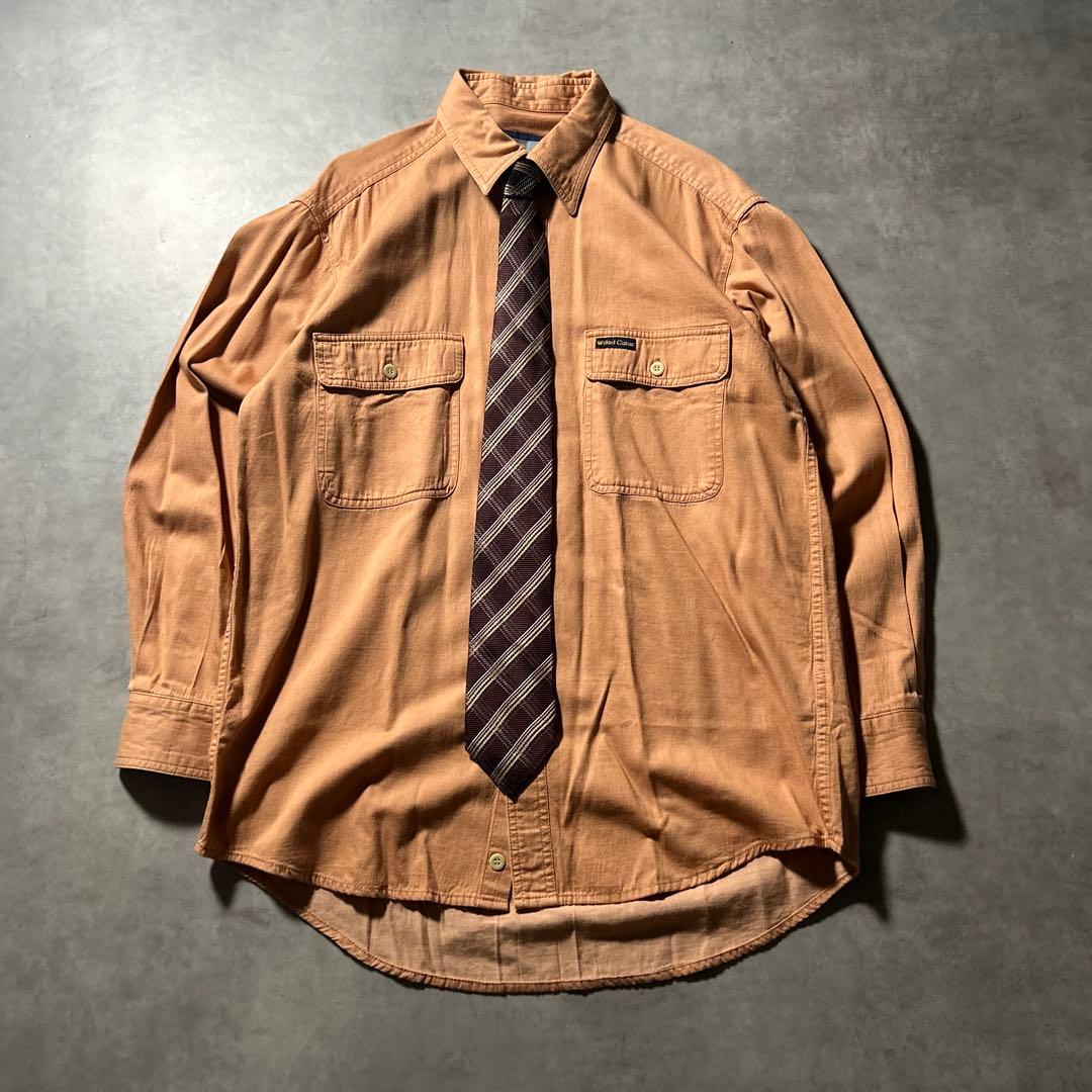 ヴィンテージ オレンジ ワントーン ネクタイ シャツ セット シンプル レトロ