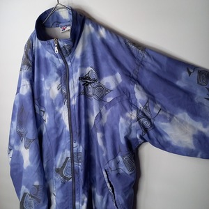 90s　リーボック　スタンドカラー　ジャケット　ソフトシェル　総柄　柄物　ユーロ