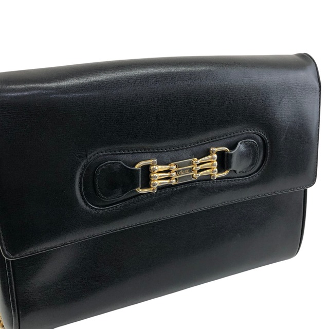 CELINE セリーヌ ショルダーバッグ ブラック ホースビット ブラゾンチェーン レザー vintage ヴィンテージ オールド zstzja
