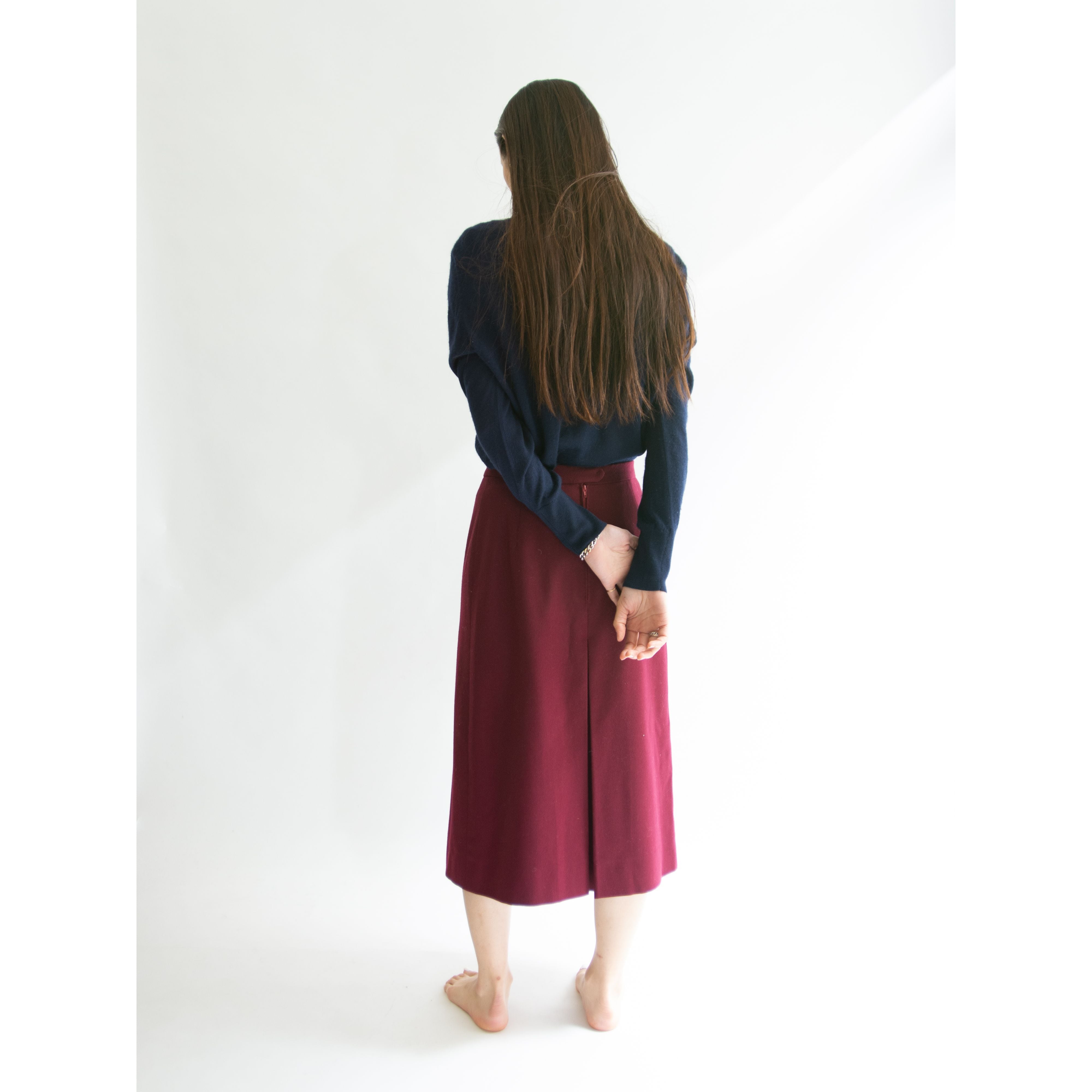 【BATTISTONI】Made in Italy midi length wool skirt（イタリア製 ミディ丈ウールスカート）11b