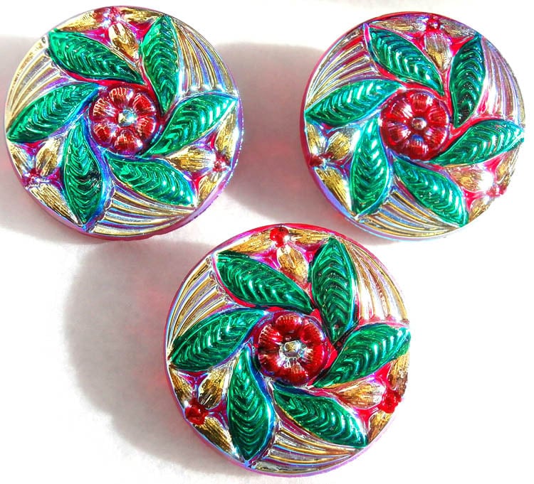 アンティークチェコガラスボタン 27ミリ おしゃれ ボタン | チェコ