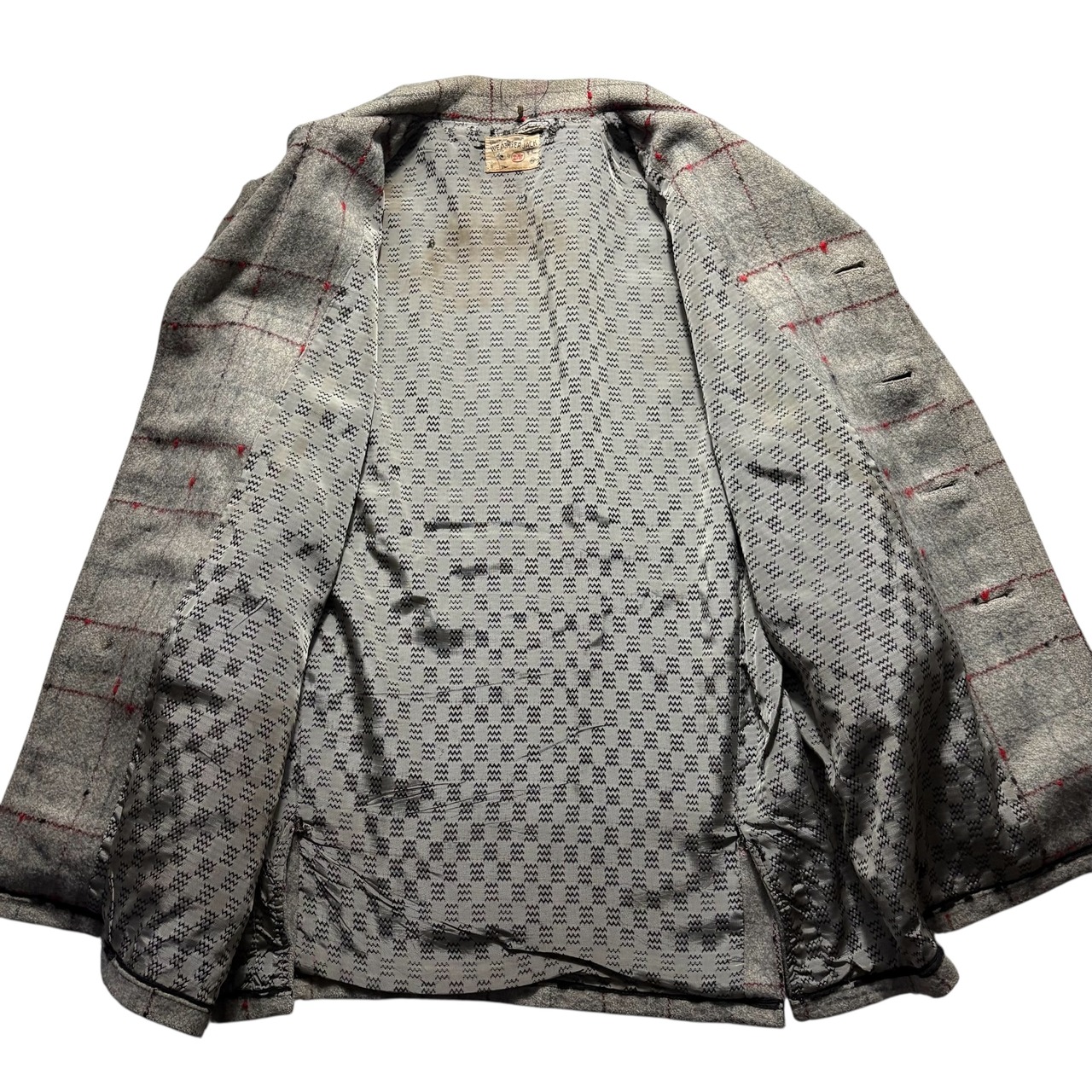 vintage 1950’s red&black nep gray wool car coat