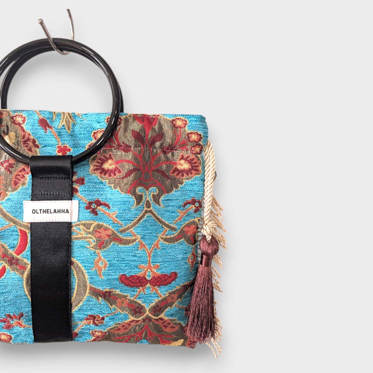 Botanical Blue Ring Bag - Black×DarkBrown