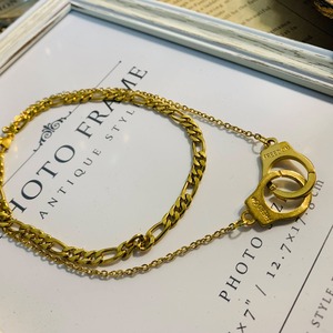 ステンレス手錠アンクレット ゴールド